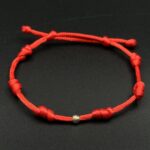 دستبند بافت رد استرینگ ( red string ) هفت گره ضخیم