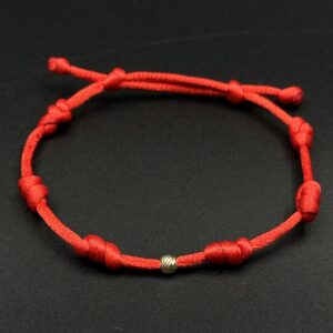 دستبند بافت رد استرینگ ( red string ) هفت گره ضخیم