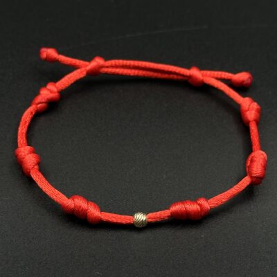 دستبند بافت رد استرینگ ( red string ) هفت گره ضخیم